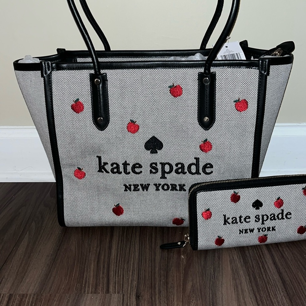 Kate Spade apple tote and wallet